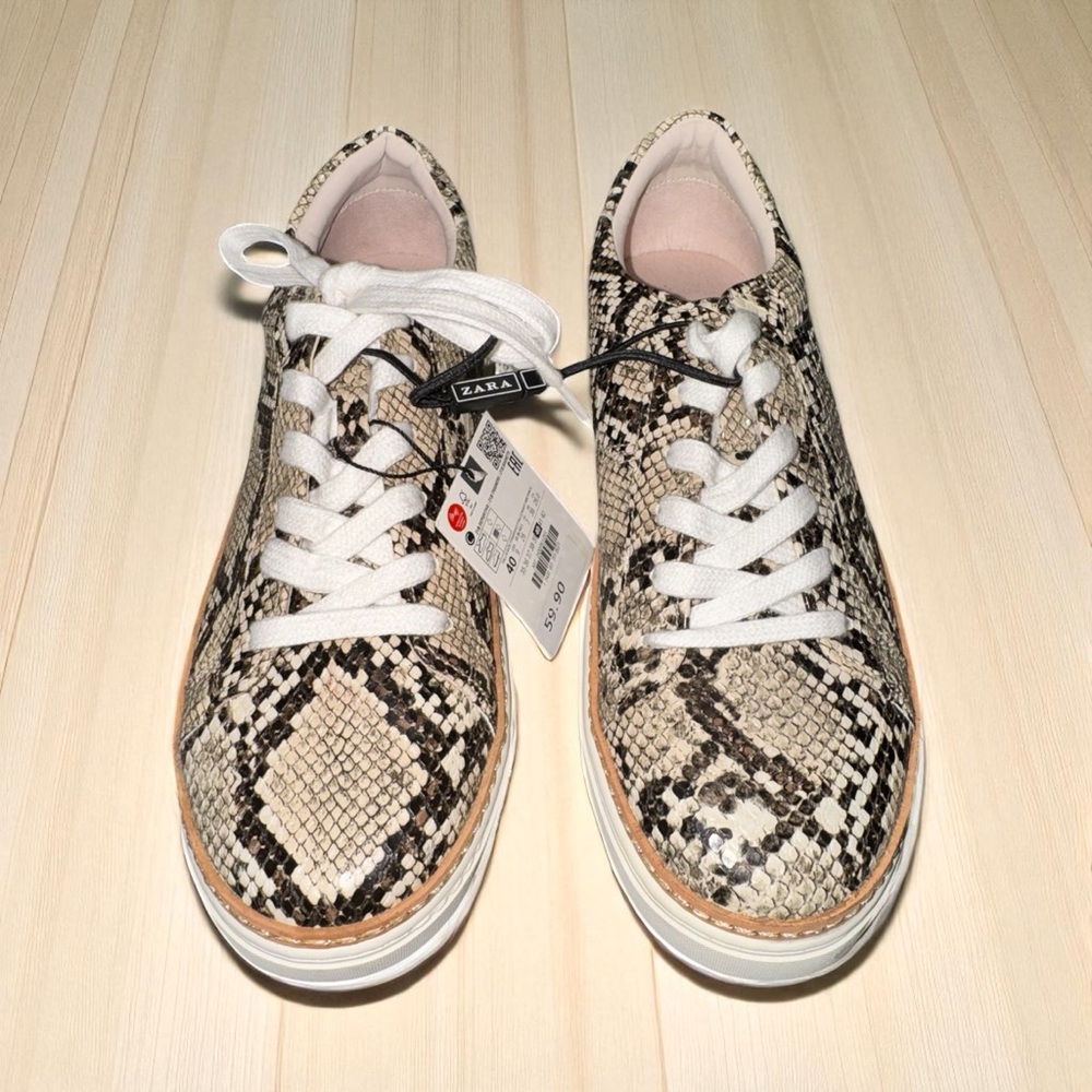 Zara Snake Print Sneakers size 9